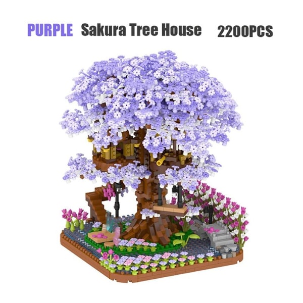 2200 kpl minirakennuspalikat purppura kirsikankukka puutalo malli koriste tytölle lahja tee-se-itse palapeli tiili lasten lelu lahja
