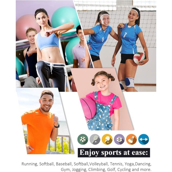 4 st elastiska sportpannband tjocka halkfria hårband för kvinnor och män svart, vit