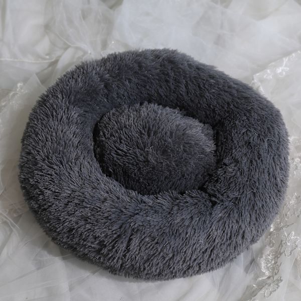 Dyre seng 40 cm rund donut blød, skridsikker og vaskbar - Hunde og katte lysegrå seng til hunde seng til katte sofa til hunde sofa til hunde