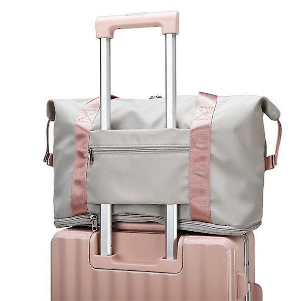 Stor kapasitet sammenleggbar reiseveske, sports bærbar skulderbag Yoga Fitness Bag Stor kapasitet Reiseveske, Tørr og våt separasjon Sports Duffel Bag Light Purple