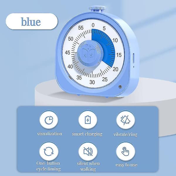 60 minutters visuel træningstimer - Genopladelig mini-studietimer til børn - Mekanisk nedtællingskøkkentimer
