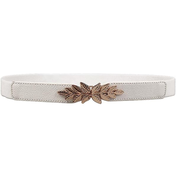 Tynn midjebelte for damer, elastisk dekorativt tynt midjebelte for kjole, elastisk belte for damer White