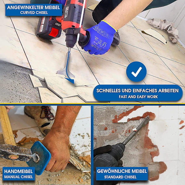 Sds Plus bukkejern, nyforbedret højkvalitets 17mmx280mm X 75mm keramisk flisemejsel, brugt til flise maskiner, bukkejern til keramik og Curved chisel 17x280x75 wide