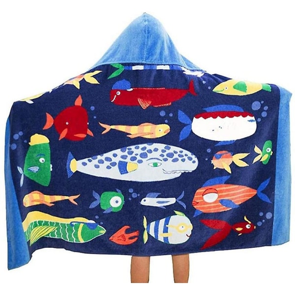 Gutter og jenter hette strand badehåndkle barn 100% bomull badekåpe tegneserie badeteppe svømming surfing poncho sport kappe Underwater World