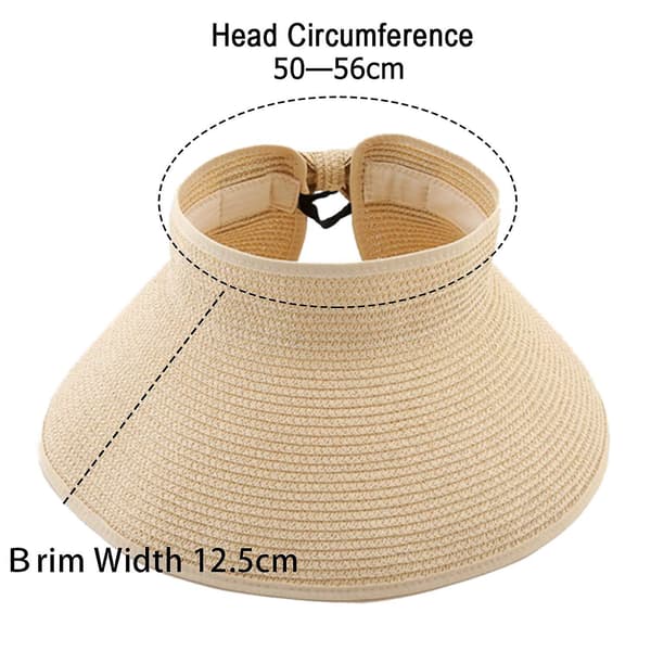 2 st Kvinnors Halmhatt (beige & Svart), Fällbar Solhatt Med Hästhålshål, Strandhatt Bred Brätte
