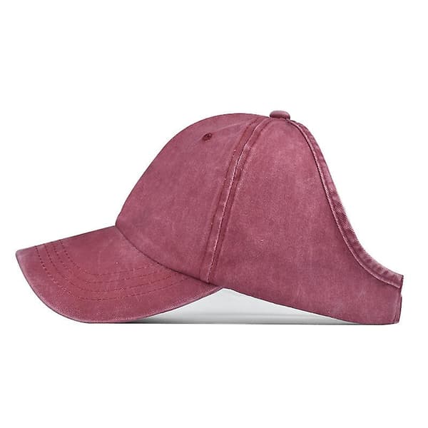 Dam Ponytail Cap Baseball Visor Rygglös Lockig Bun Hat för Sommar 1PC Bourgogne