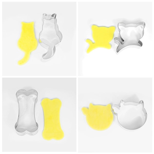 Söt katt söt hund kexform mod 8pcs set kexform kattung omelett rostfritt stål valp djur set