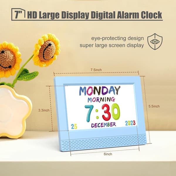 Digitalt Vækkeur til Børn, 7\" Stort LED Tidsdisplay Børns Søvntræner