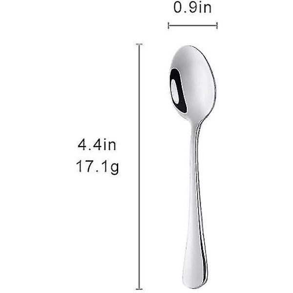 Sæt med 12 rustfrie stålske til dessert - 11 cm - sølv