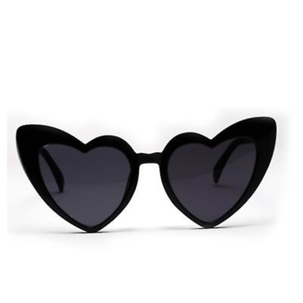 Retro hjerteformede solbriller dame oversized Uv400 Black