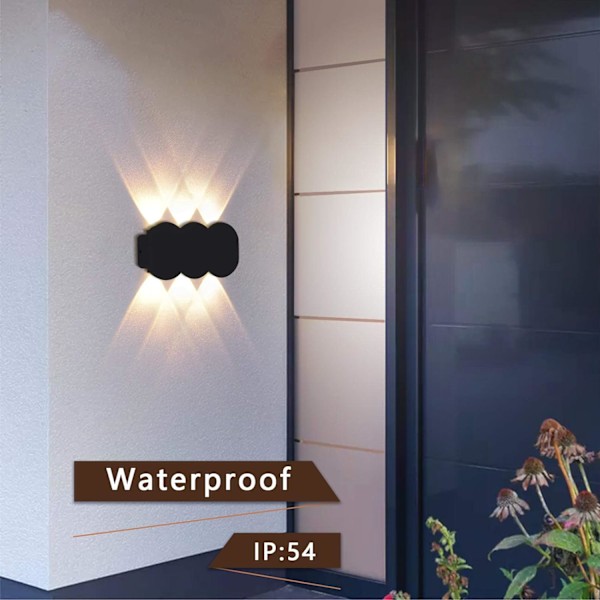 Moderne 6W LED indendørs væglampe, rektangulær op-ned spot væglampe, aluminium væglampe 3000K varmt hvidt lys, sort