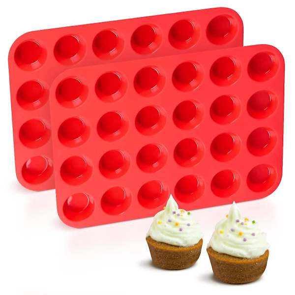 2 stk. silikone muffinform mini 24 kopper cupcakeform, nonstick bpa-fri silikone bageform