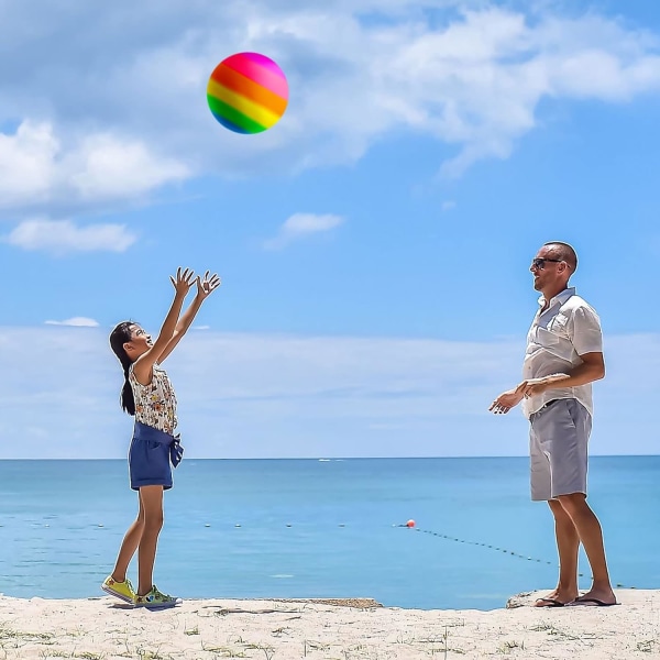 Oppustelig bold 9 tommer Kickball hoppende bolde regnbue bolde PVC bolde miljøvenlig strandbold til børn og voksne indendørs udendørs sportspil (9 tommer)