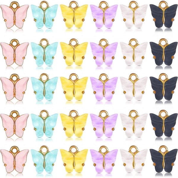 8 stk. Butterfly Charms Akryl Butterfly Anheng Armbånd Sommerfugl Anheng Charms For Smykker Crafting Accessory Pink Black