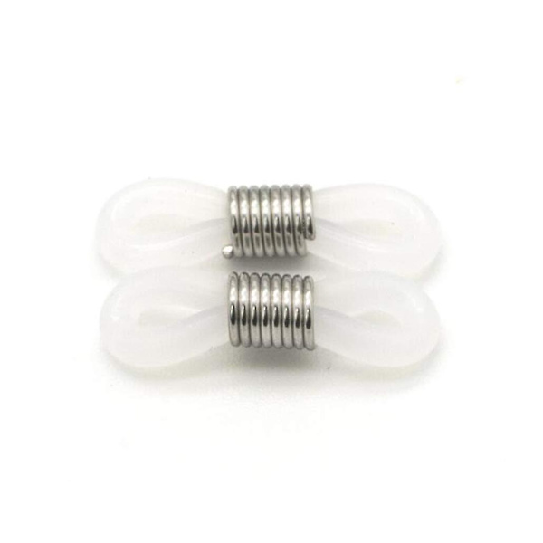 100 st Silikon Glasögonkedja Fästring Fjäder Spänne Justerbar Halkskydd Ring Glasögon Tillbehör White K
