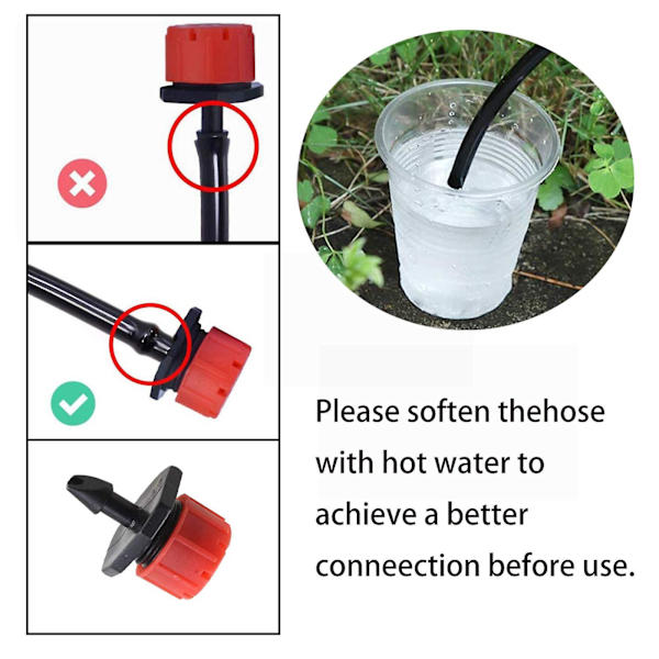 200 stk. Universal Barbed Drip Emitter, 360 graders justerbar drypvandingssprinkler, passer til 4 mm Id-rør, kvalitet