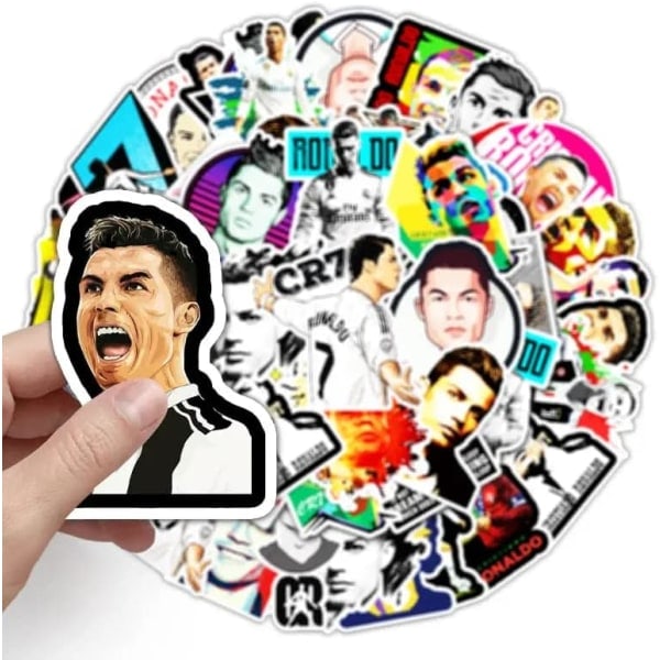50 st Vinyldekaler med Ronaldo för fotbollsälskare Vattentäta dekaler, Laptop, Skateboard, Mugg, Skrapbok Present till födelsedag, jul...