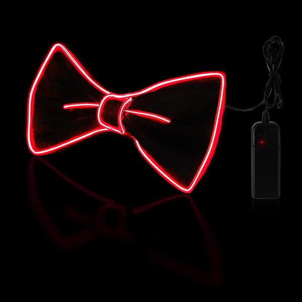 Lysende slips, Man Led lysende slips med strømkabel, 3 blinktilstande Led Glow slips, Justerbar belyst slips Red