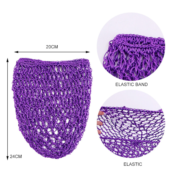 Treasure Blue-badehætte til kvinder og piger, genanvendelig, overdimensioneret, vaskbar, sød og blød, håndlavet hæklet hårnet imitation rayon kvinder turban net
