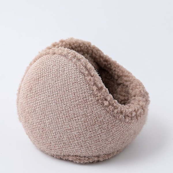Unisex Varma Stickade Öronmuffar Dam Vinter Enfärgad Utomhus Päls Öronvärmare, Vikbar Khaki