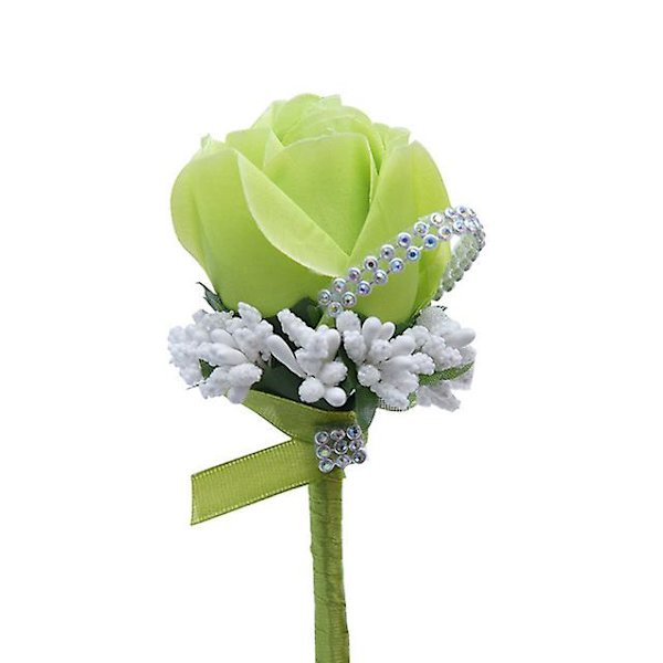 2 stk. Rose Boutonniere, Bryllups Corsage, Håndlaget Kunstig Boutonniere Green