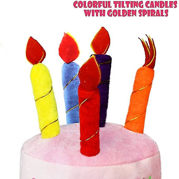 Plysj bursdagskakehatt pink