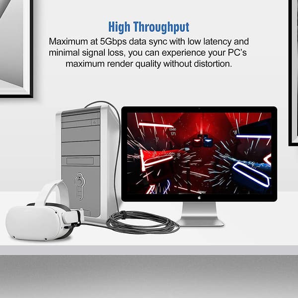 Usb 3.2 Typ A till C Kompatibel Quest 2 Link Kabel Pc Link Förlängningskabel 4 M