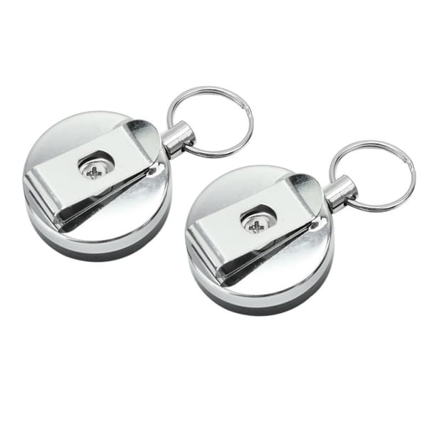 4 stk. Semi-Metal Easy Pull Nøglering, Easy Pull Retractable Nøglering, Forskellige Farver på Begge Sider