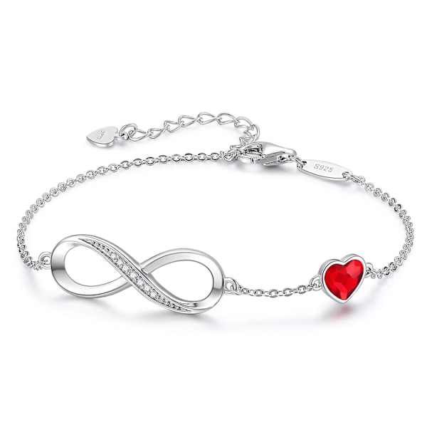 Hjärtformad symbolberlockarmband för kvinnor, justerbart 925 sterling silver Style A