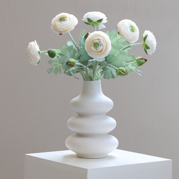 Nordisk keramisk vase, hvit vegetarisk keramikk for hjemmedekorasjon