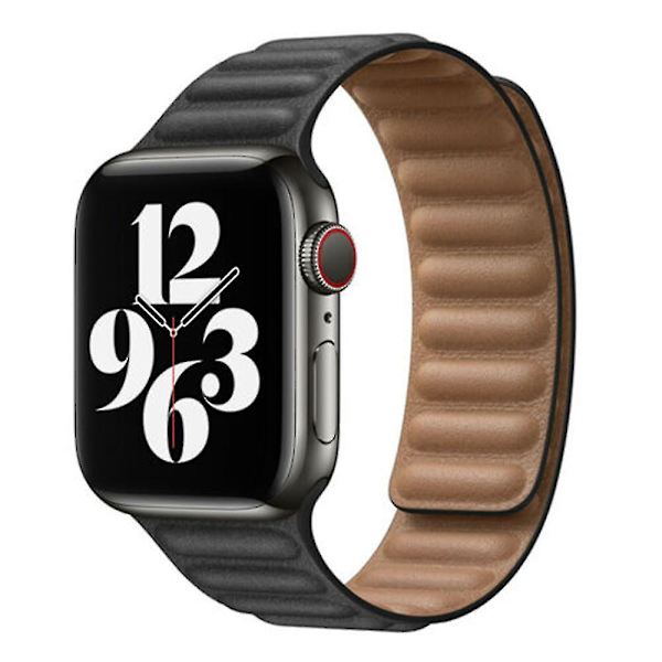 Magnetisk læderrem til IOS Watch Series, 42/44/45mm (sort)