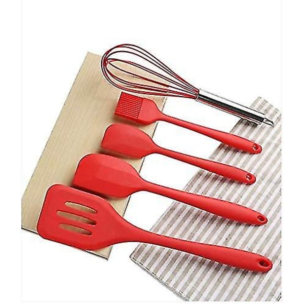 Köksredskap Bakverktygsset 5- set set Silikon Köksredskap Silikonspatel Tårtverktyg Red