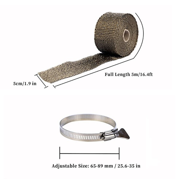 5cm * 500cm brandskyddad och skållningssäker ugnsrörsbeskyddare med skydd för ugnsrör och motorcykelavgasvärmeisolering lindning spis