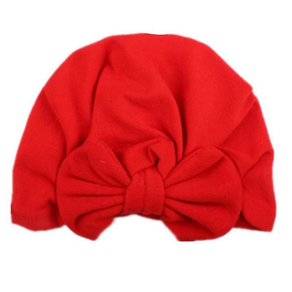 Nyfödd baby turban knut huvud wrap bekväm pojkar flickor mössa hatt keps Red