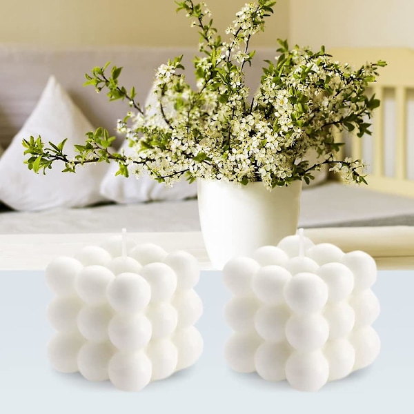 2-pack bubbel ljus sojavax ljus vit bubbel ljus set coola formade bubbel ljus starkt doftande kub roliga estetiska ljus