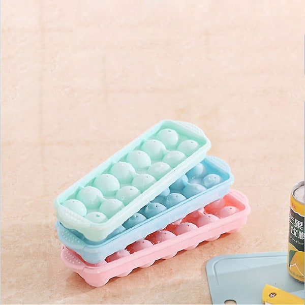 14 Grid 3d Round Balls Ice Molds Plastic Molds Ice Tray Home Bar Party Ice Hockey Holes Making Box Molds With Cover Diy Moulds