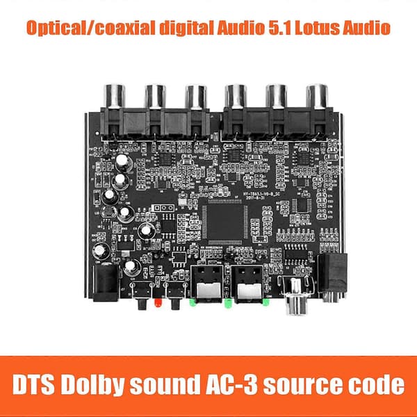 5.1 Kanal HiFi Digital Audio Decoder AC-3 PCM Digital Optisk Koaksial DTS RCA Stereo Audio Hjemmebiograf Decoder