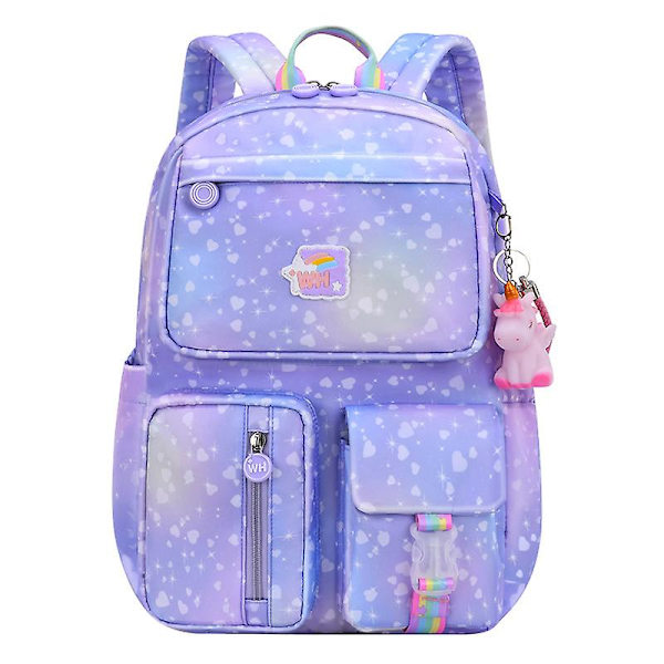 Ryggsekk for jenter, perfekt for skole og reiser, ryggsekk for barn med polstret rygg og justerbar stropp Upgrade purple Large 44*31*16cm