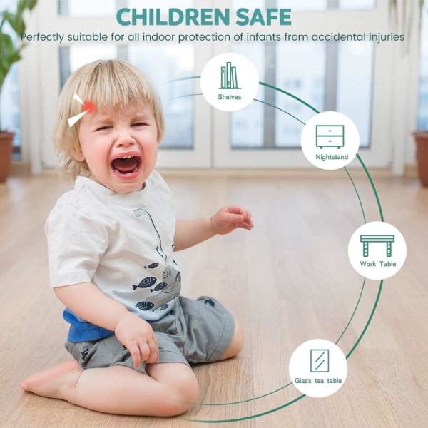 12 hjørnebeskyttere til baby, baby hjørnebeskyttere med forbedret superlim, babysikkerhedssæt til hjem, kontor, vugge, pejs, bord, S