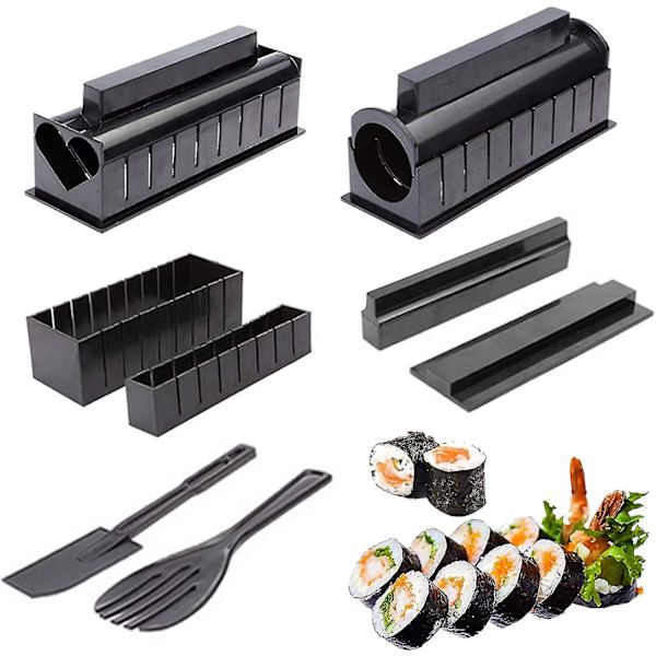 Sushi-tillverkningssats, acsergery Diy Sushi Maker-kit för nybörjare med 4 plast-sushiformar