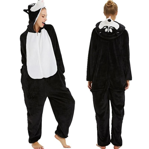 Unisex flanell Animal Pyjamas Nattkläder Luvtröja Sovkläder Party Cosplay Animal Siamese Pyjamas S