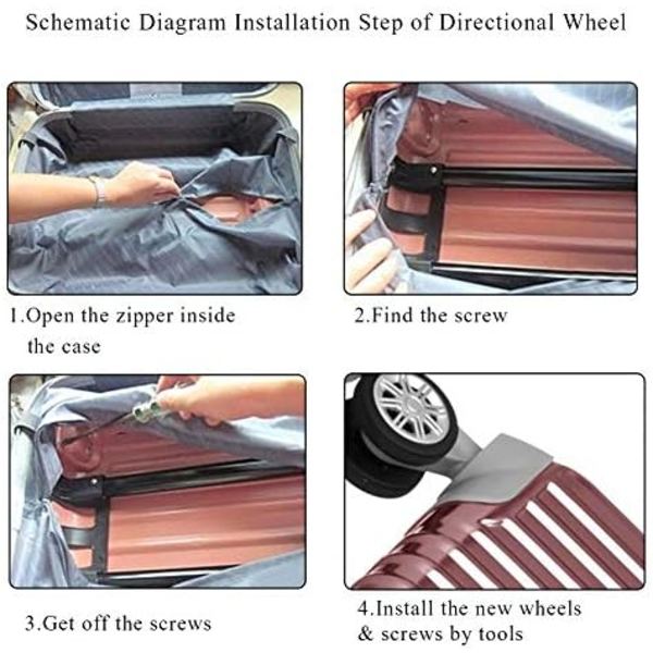 360 Swivel Hjul Udskiftning Bagage Rejse Kufferthjul Plastik, Kufferthjul Reparation Udskiftning Kufferthjul, 3.5x2.75x2.2In
