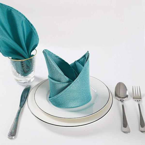 Stofservietter 15,7*15,7 tommer Vaskbare Polyester Servietter Bløde Bordservietter til Bryllup Fest Middagsbanket Teal, 12 stk.