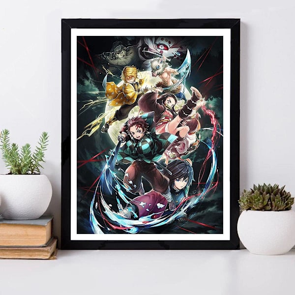 Timanttimaalaussetti aikuisille DIY Demon Slayer Anime Timanttitaide 5D Timanttimaalaus Täysi timantti Jalokivi Taide Ristipisto Taide Koti Seinäkoristelu