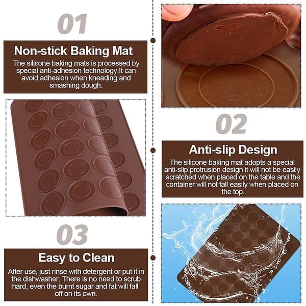 2 st Macaron bakmatta, silikonbakmatta 48 hål kapacitet bakplåtsformar Non Stick Macaron bakplåtsset