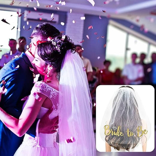 Brudslöja med förgyllda bokstäver, möhippa slöja med kam, möhippa accessoarer vit höna bröllopsslöja, vit slöja möhippa till blivande brudslöja, brudparty