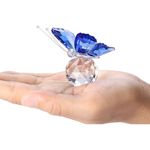 Mor Gave Blå Sommerfugl Dekoration med K9 Krystal Glas Facetteret Kugle Suncatcher Ornament til Hjem Soveværelse Kontor