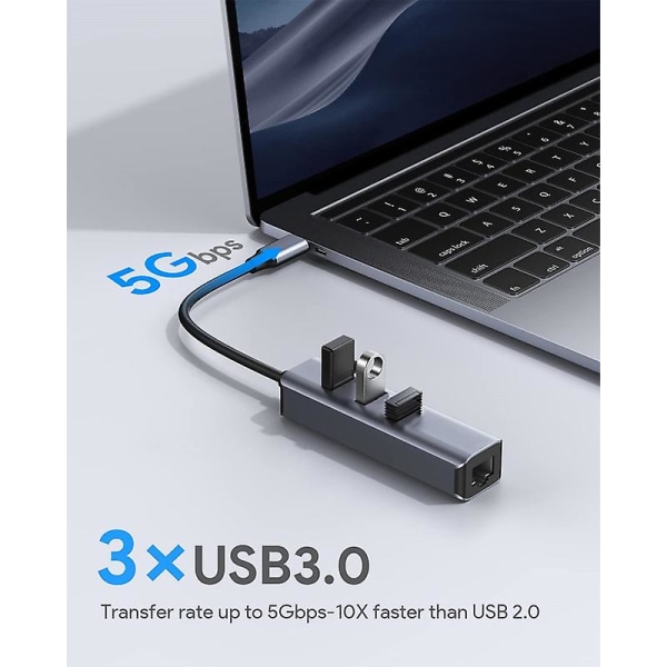 Usb C - Ethernet-sovitin, rj45 - Usb C Thunderbolt 3/type-c Gigabit Ethernet Lan -verkkoadapteri, yhteensopiva