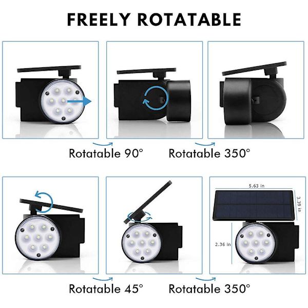 Solcellslampor 30 LED Rörelsesensor Vattentät Ljus 360 Roterbar För Pation Gård Trappor