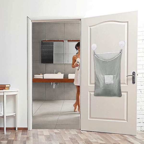 Kestävä ripustettava pyykkikassi oven päälle Grey
